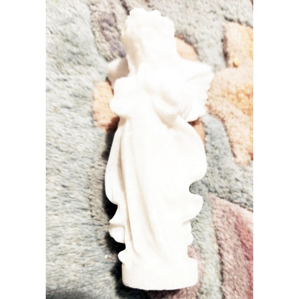White Jade Carved Baby Angel with Wings. Glittering Snowflake Ice Jade